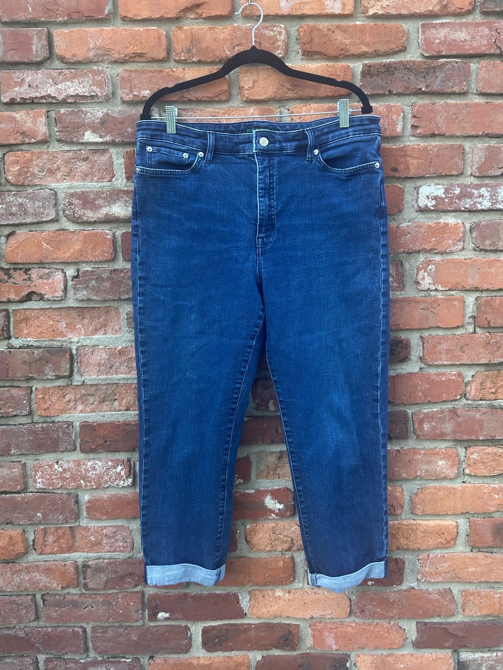Lauren Ralph Lauren Women's Dark Blue High-Rise Regal Ankle Straight Leg Jeans
